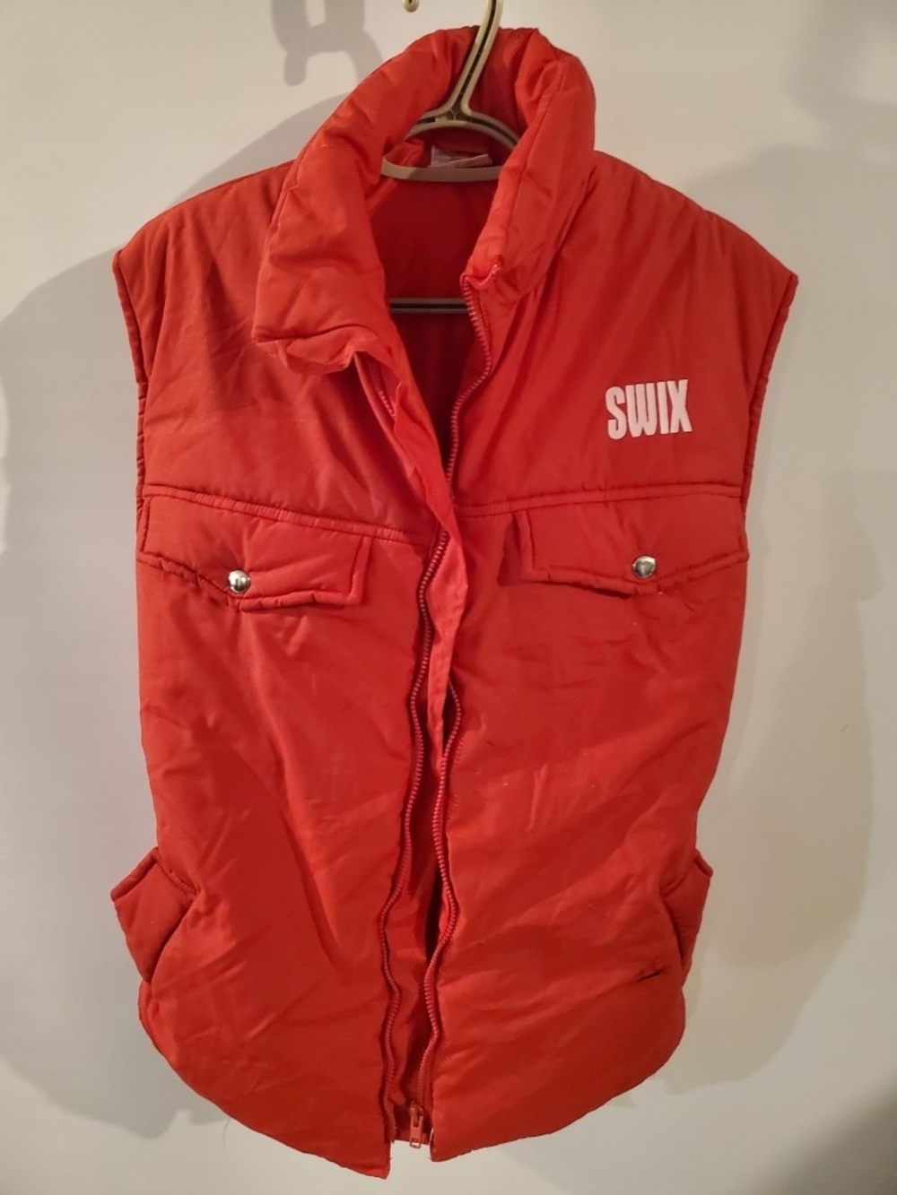 Swix Men's Orange Quilted Puffer Vest - Sleeveless Insulated Layer